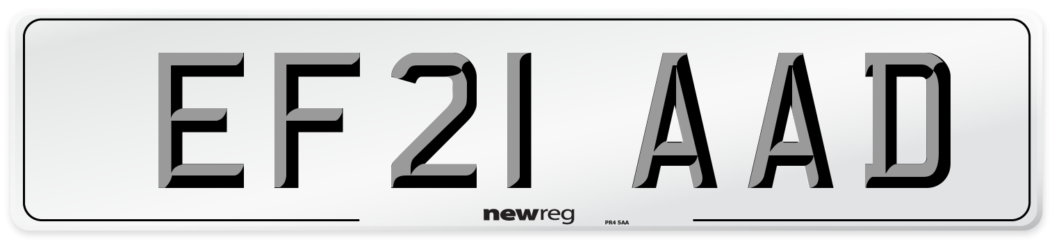 EF21 AAD Number Plate from New Reg